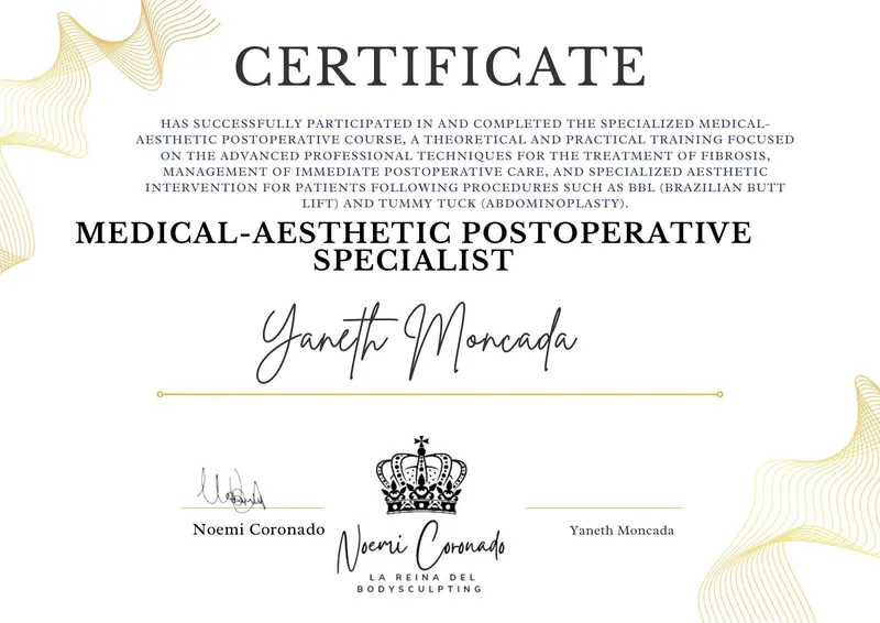 Certificate - Medical-Aesthetic Postoperative Specialist