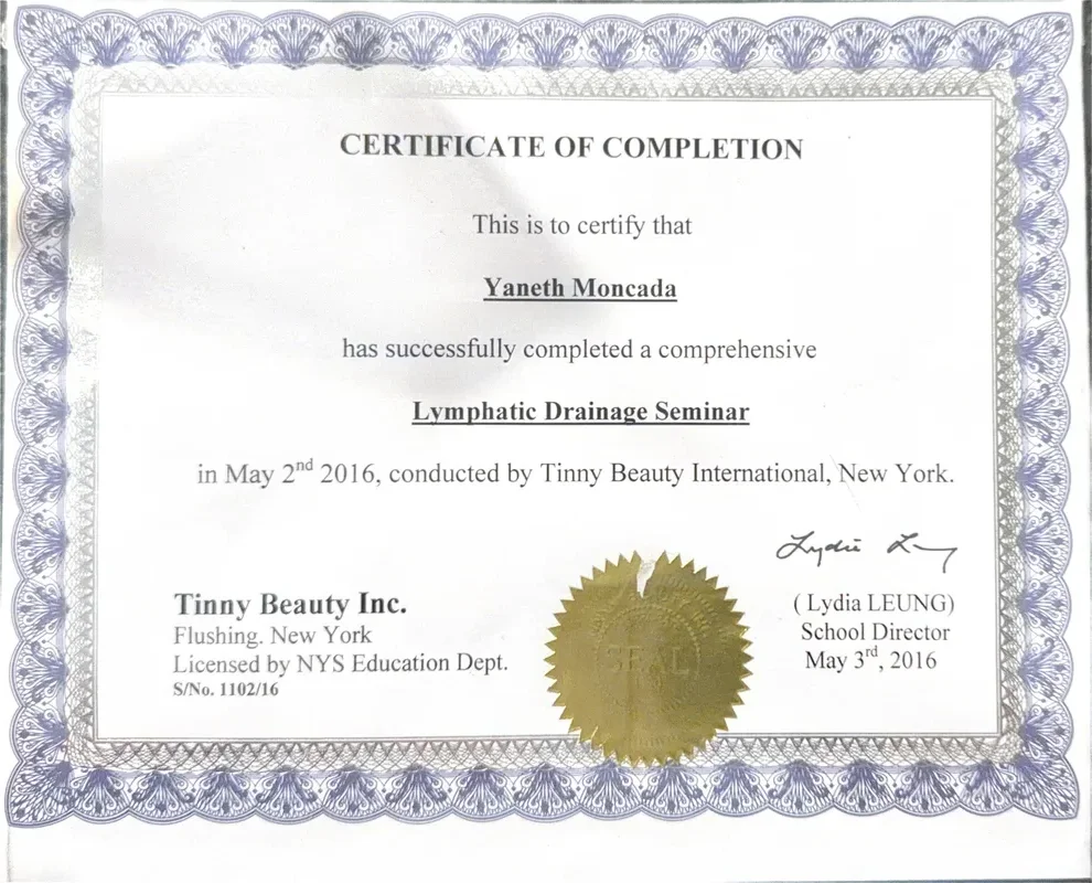 Certificate - Lymphatic Drainage Seminar