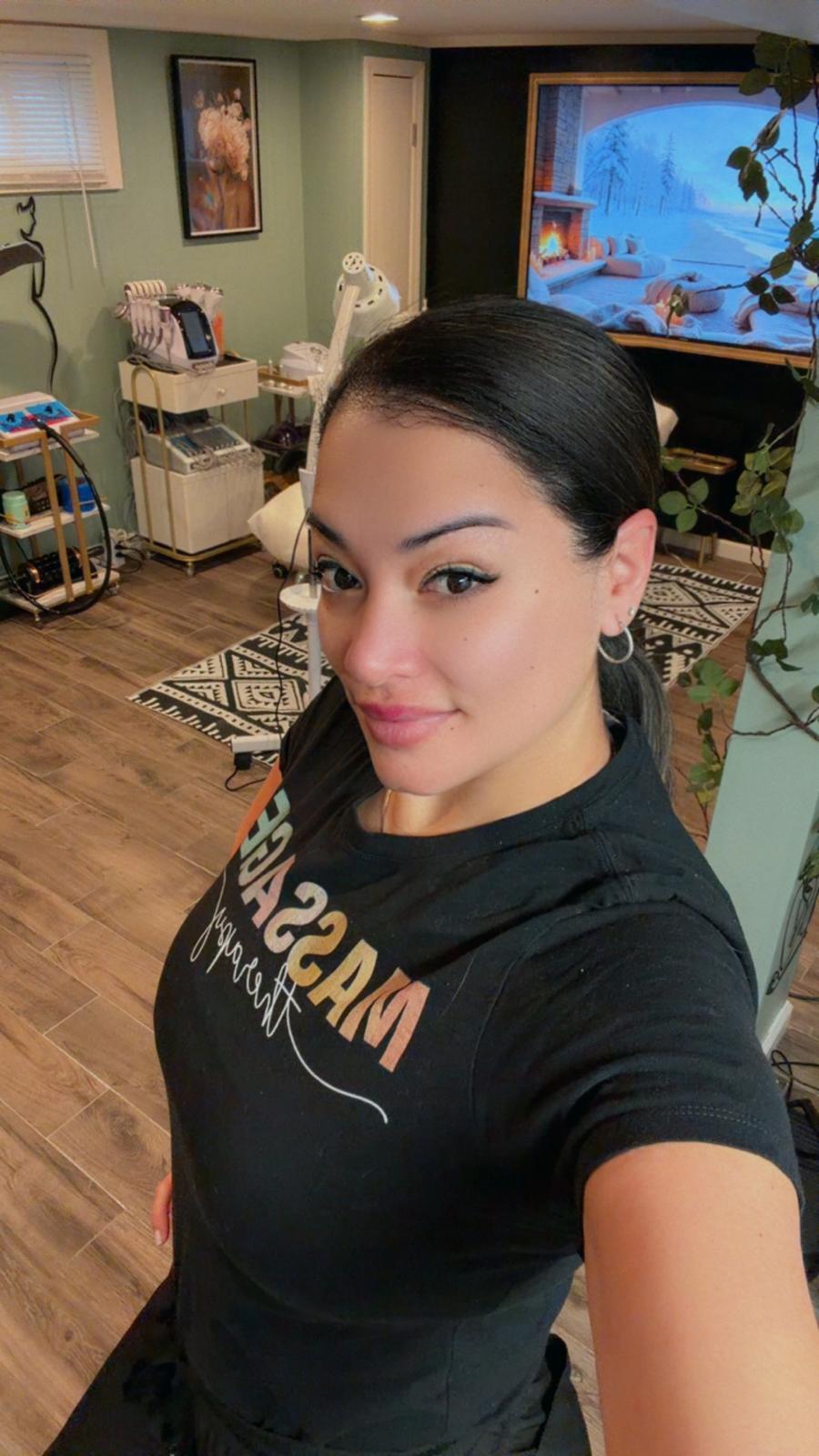 Yaneth Moncada in her post-operative recovery studio